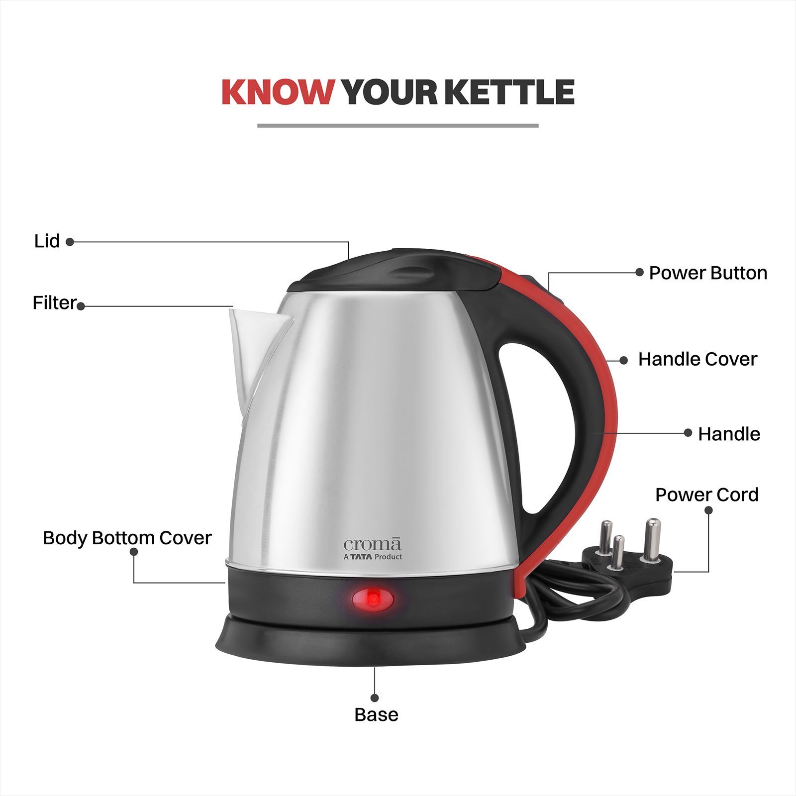 Croma 1350 Watt 1.5 Litre Electric Kettle with Overload Protection (Silver) Croma 1350 Watt 1.5 Litre Electric Kettle with Overload Protection (Silver)_9