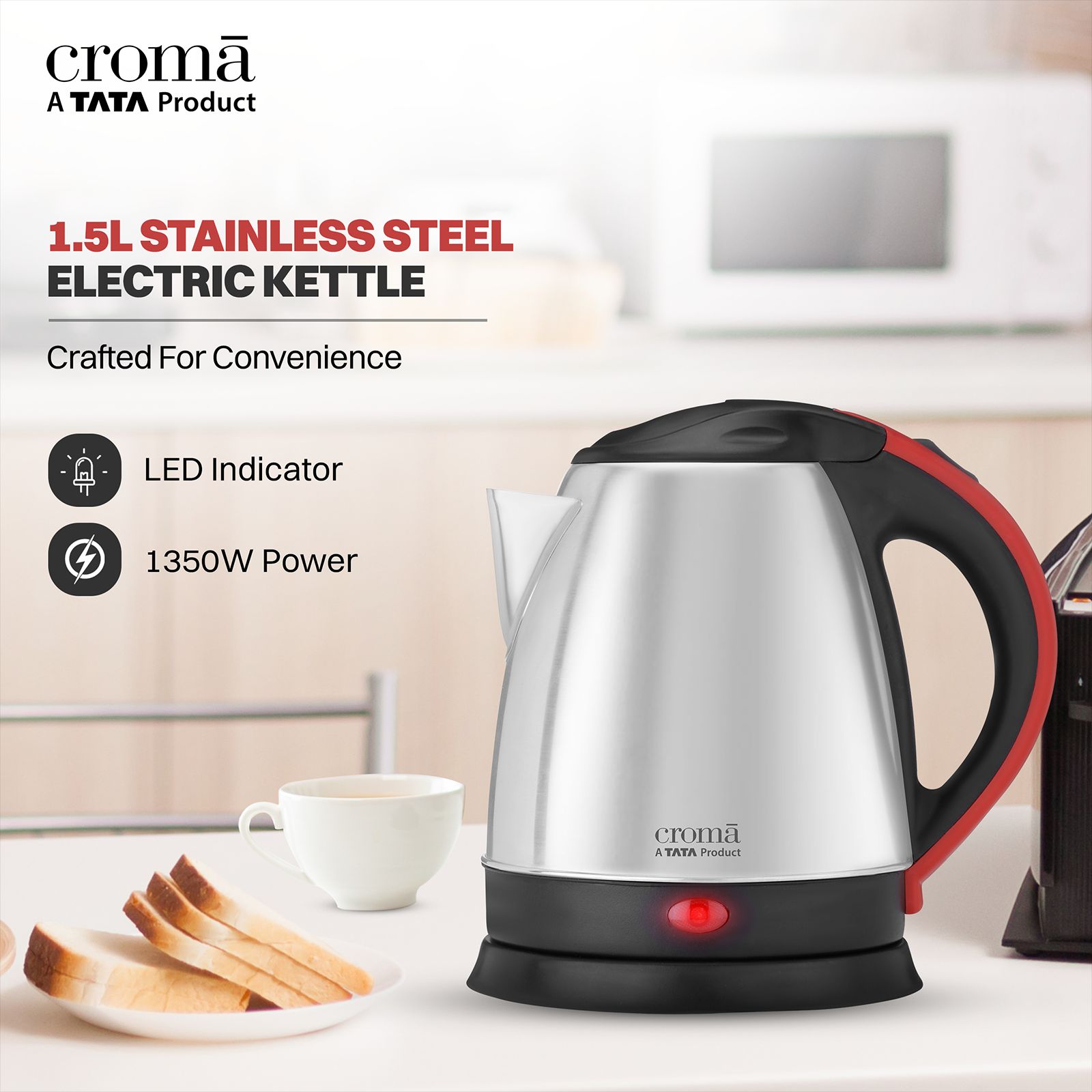 Croma 1350 Watt 1.5 Litre Electric Kettle with Overload Protection (Silver) Croma 1350 Watt 1.5 Litre Electric Kettle with Overload Protection (Silver)_10