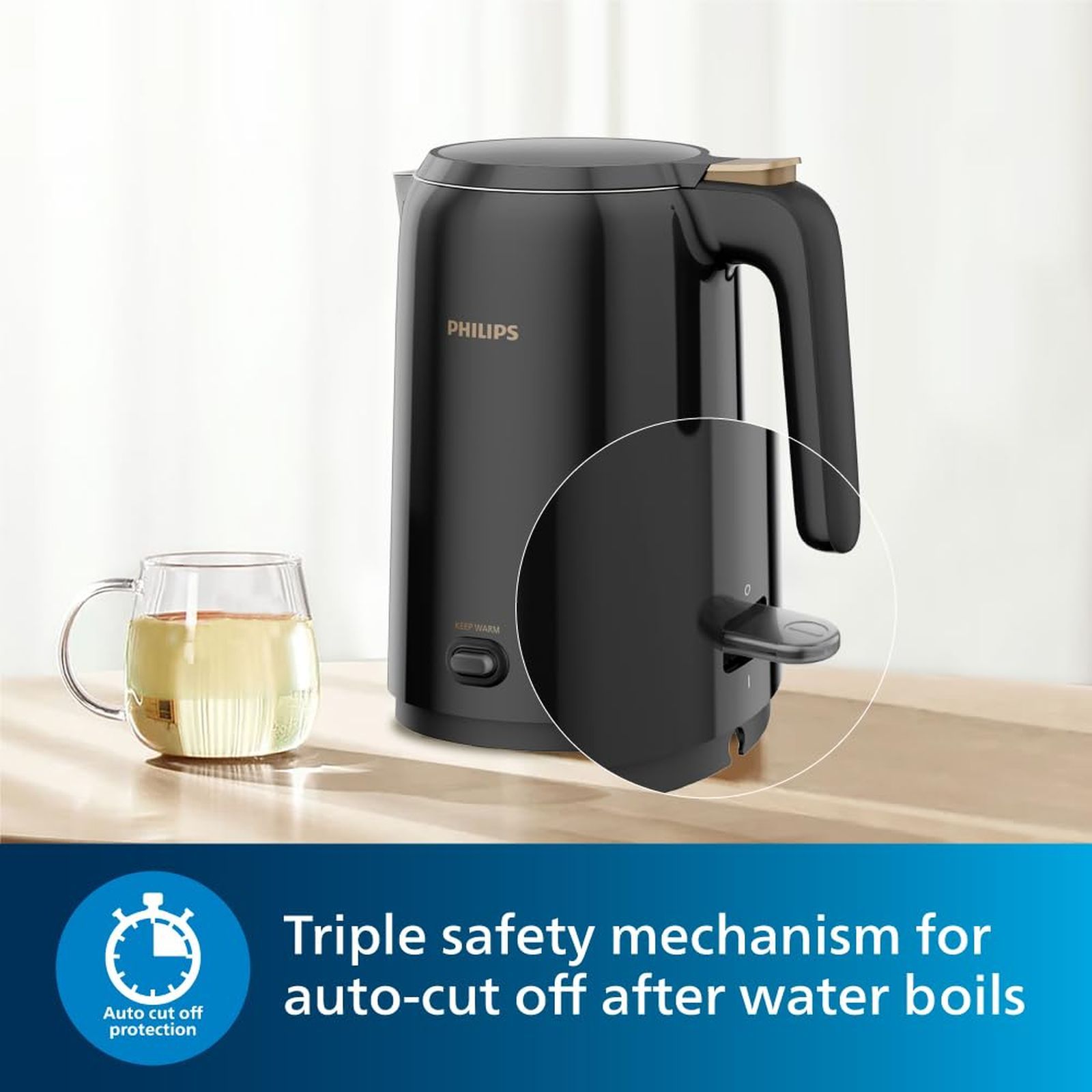 PHILIPS HD9378/80 1300 Watt 1.5 Litre Electric Kettle with Concealed Heating Element (Black) PHILIPS HD9378/80 1300 Watt 1.5 Litre Electric Kettle with Concealed Heating Element (Black)_4
