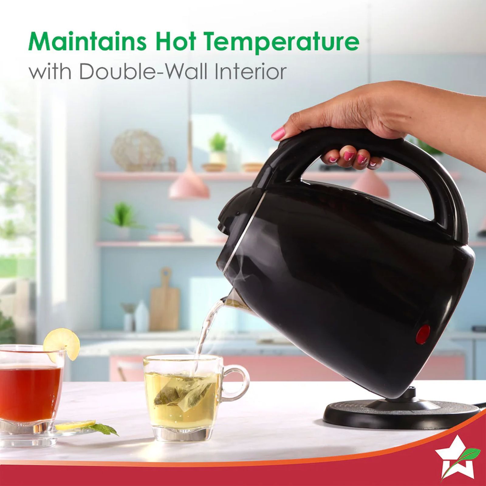 WONDERCHEF Essenza 1350 Watt 1.8 Litre Electric Kettle with Cool Touch Outer Body (Black)_4