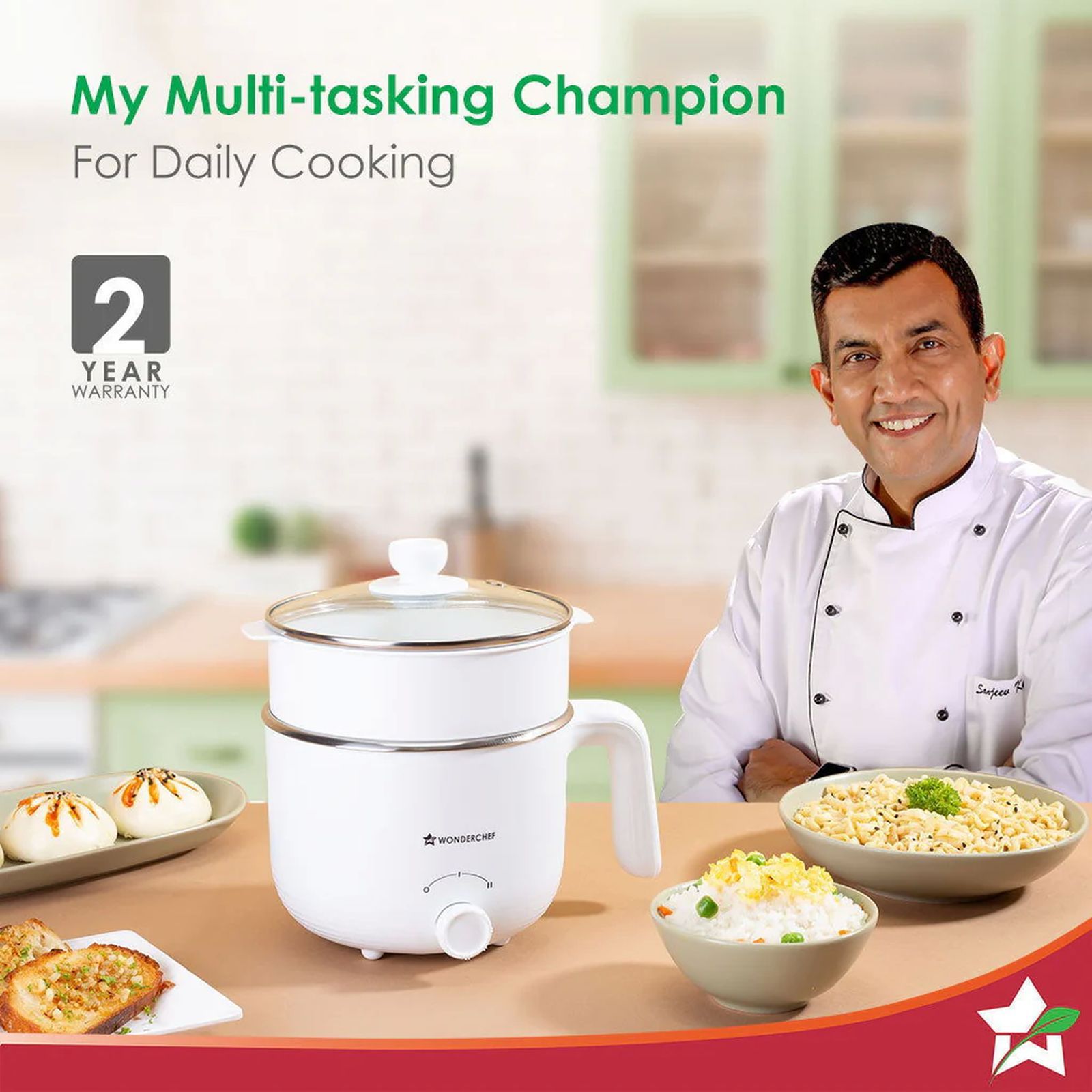 WONDERCHEF Luxe 600 Watt 1.2 Litre Multi Cook Kettle with Cool Touch Exterior (Ivory)_7