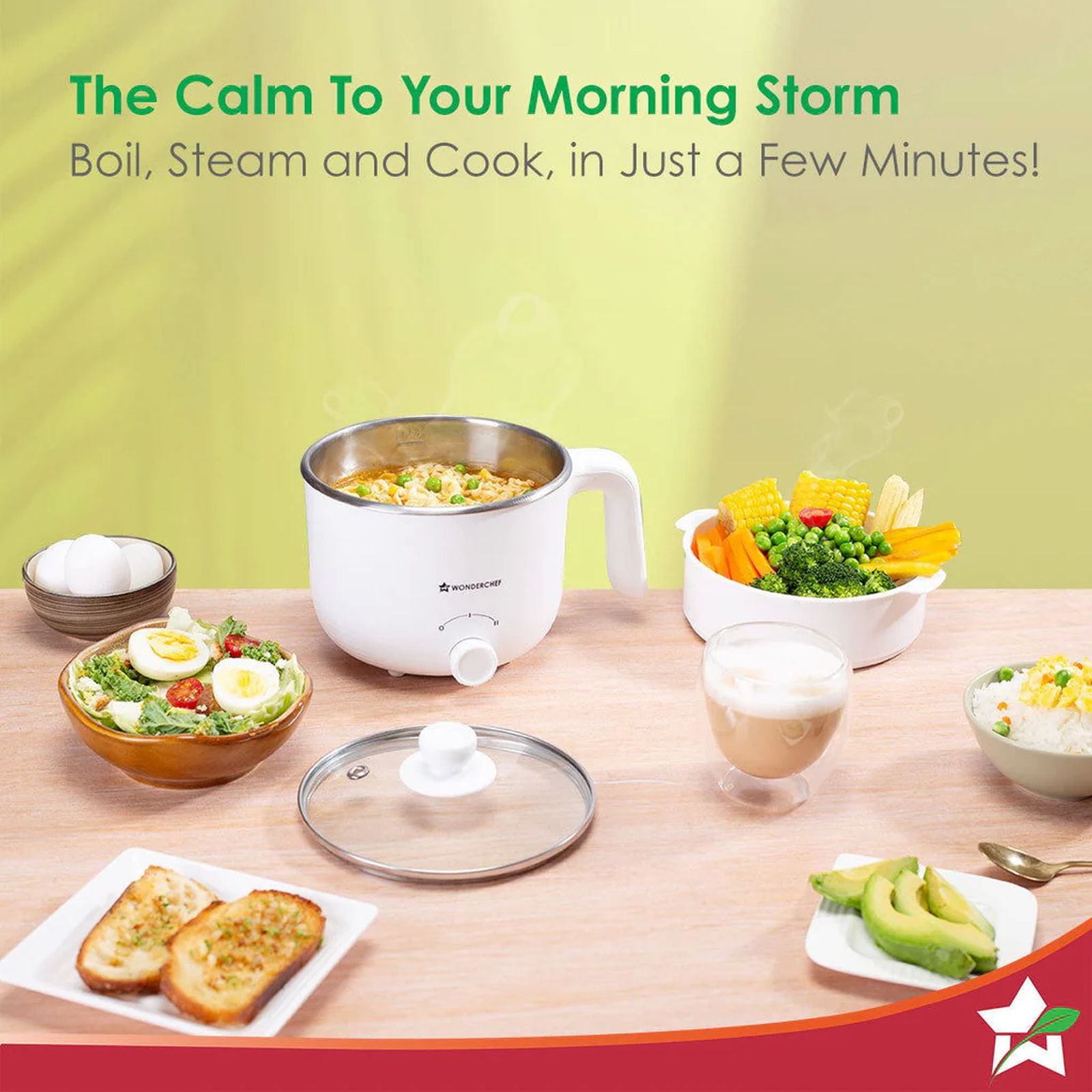 WONDERCHEF Luxe 600 Watt 1.2 Litre Multi Cook Kettle with Cool Touch Exterior (Ivory)_3