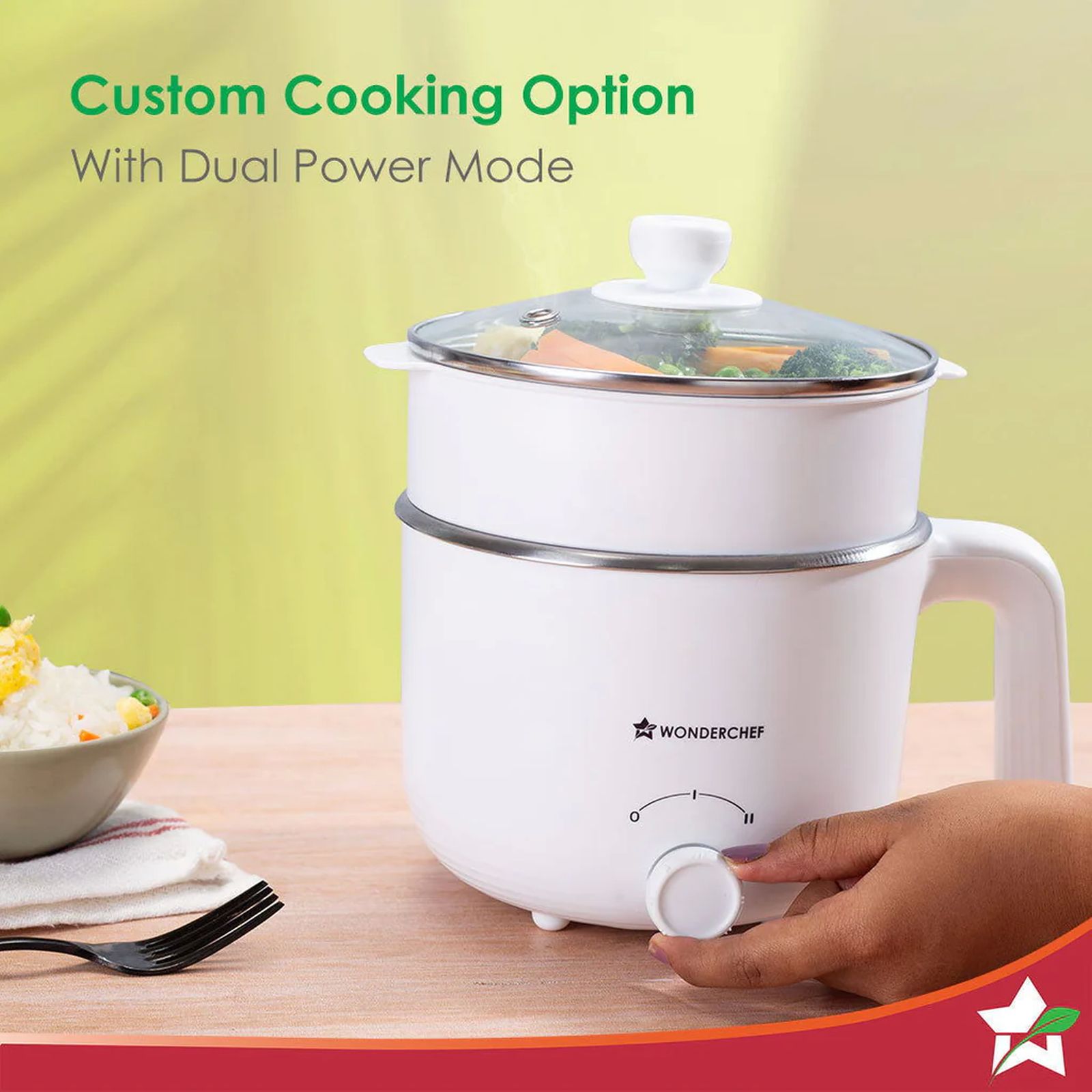 WONDERCHEF Luxe 600 Watt 1.2 Litre Multi Cook Kettle with Cool Touch Exterior (Ivory)_4