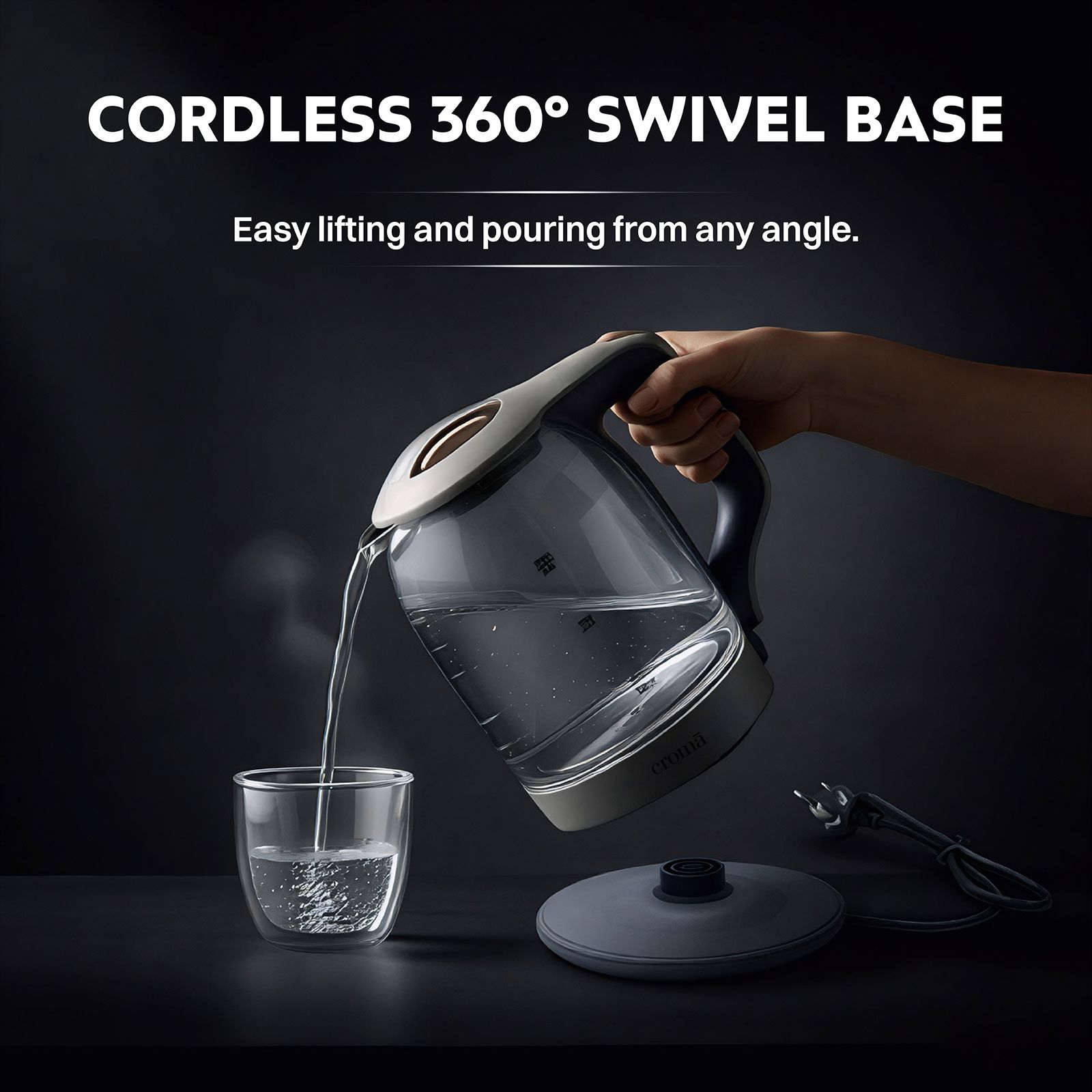 Croma 1500 Watt 1.8 Litre Electric Kettle with Auto Shut Off (Grey)_7