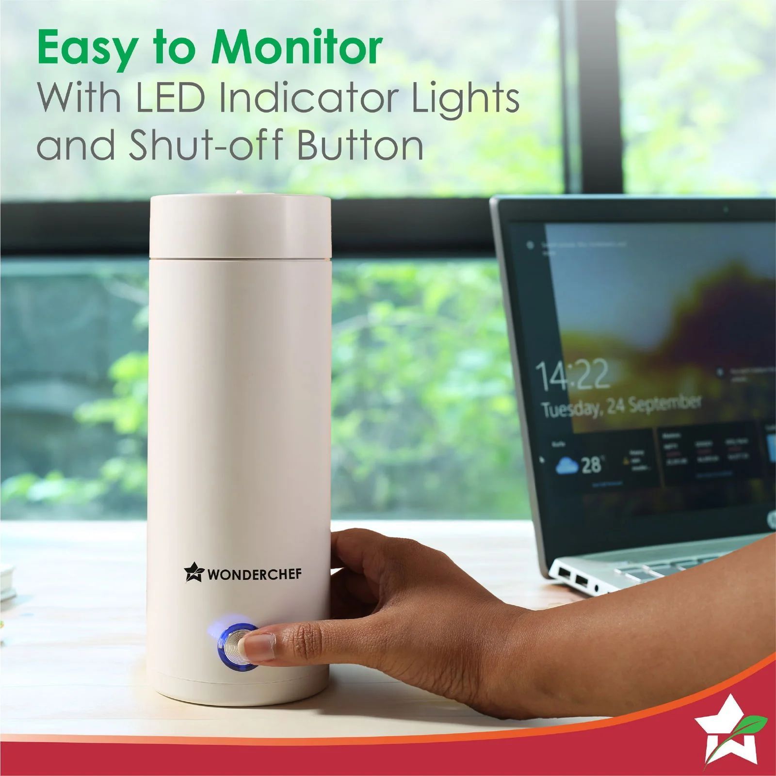 WONDERCHEF Crescent 0.4 Litre Electric Kettle with High-Quality Stainless Steel Interior (White)_7