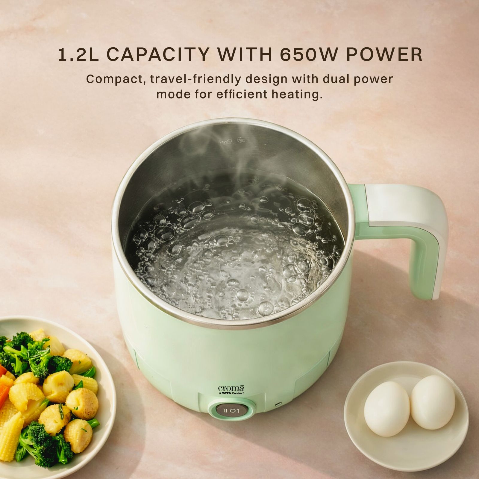 Croma AK5802 650 Watt 1.2 Litre Multi Cook Kettle with Auto Shut-Off (Green)_4