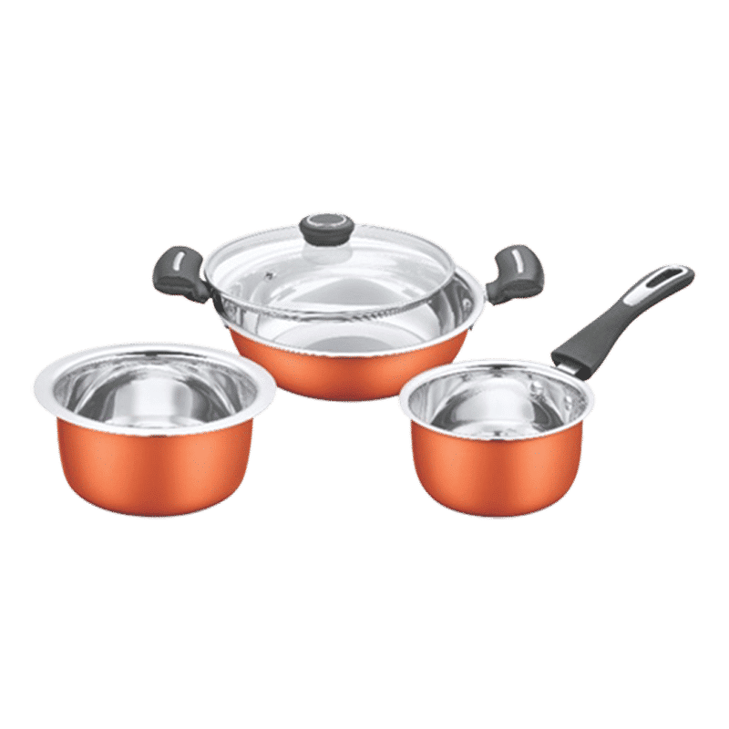 COOKAID 4 Pcs Non Stick Stainless Steel Cookware Set (Even & Fast Heating, Copper)_1