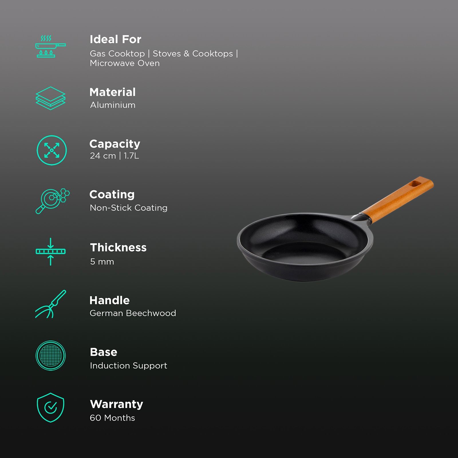 WONDERCHEF Caesar Pan For Stoves and Cooktops (Pure Grade Aluminium, 60018304, Black)_3