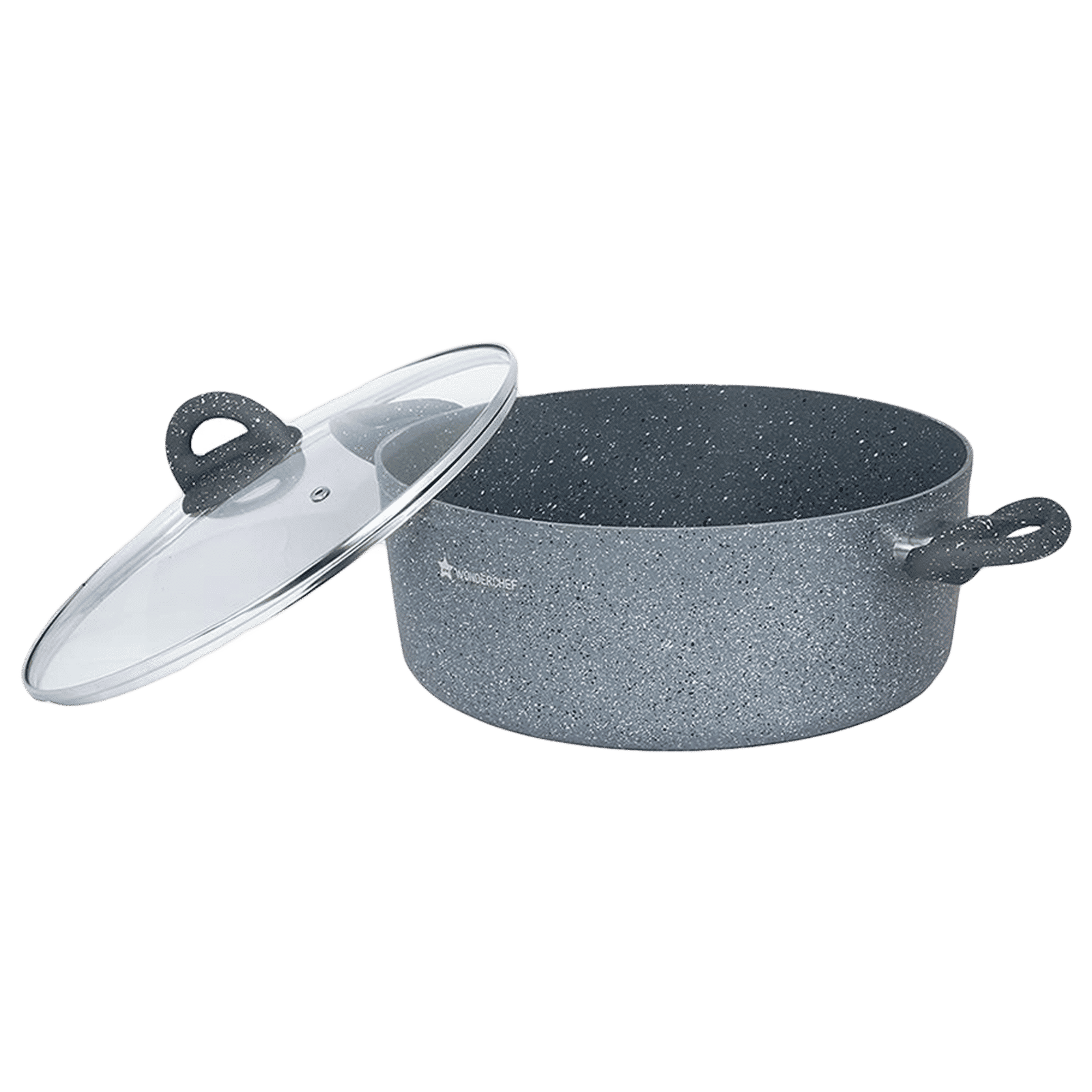 WONDERCHEF Granite 4L Non Stick Aluminium Casserole with Glass Lid (Induction Compatible, Even Heat Distribution, Grey) WONDERCHEF Granite 4L Non Stick Aluminium Casserole with Glass Lid (Induction Compatible, Even Heat Distribution, Grey)_4