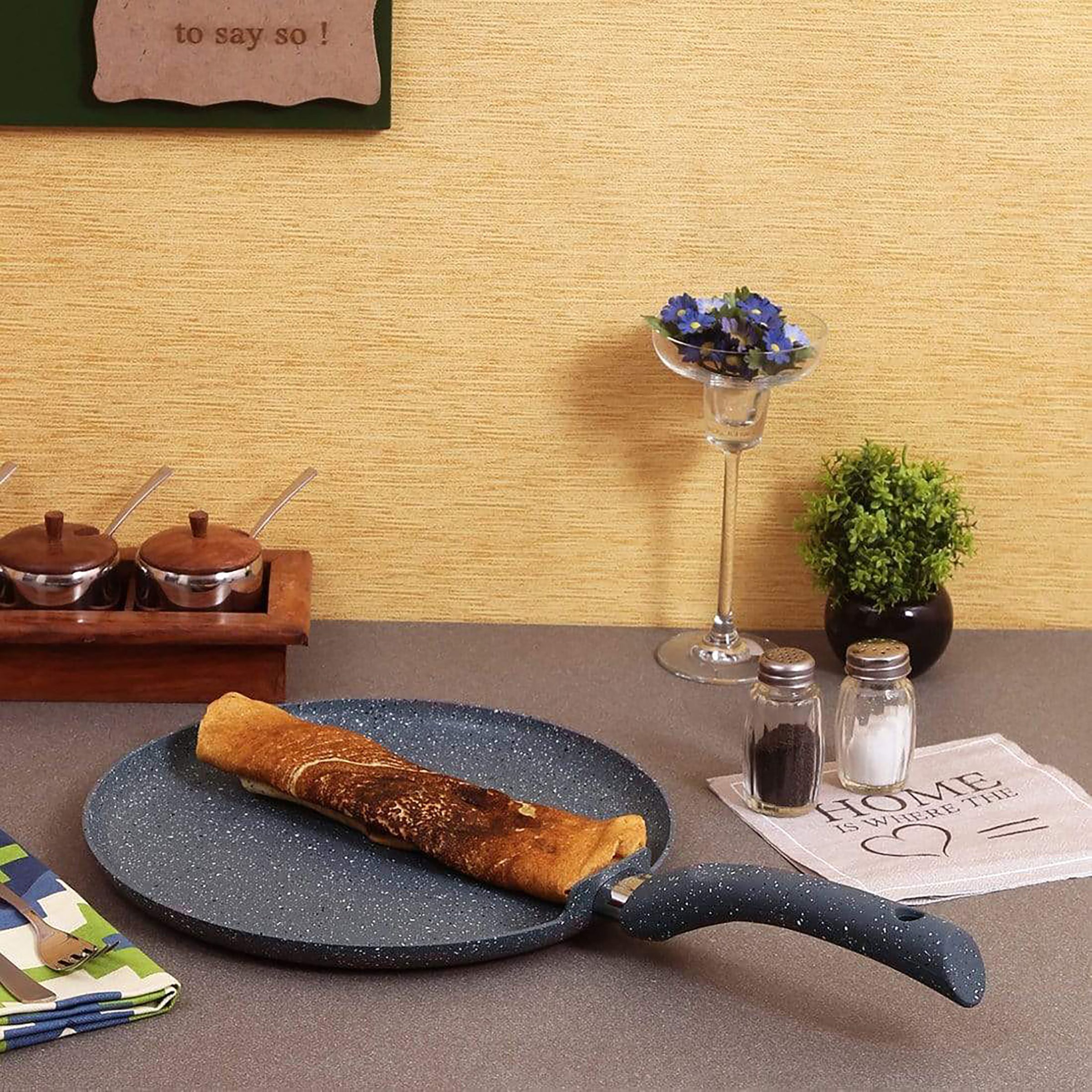 WONDERCHEF Granite 28cm Non Stick Aluminium Dosa Tawa (Induction Compatible, Even Heat Distribution, Grey)_8