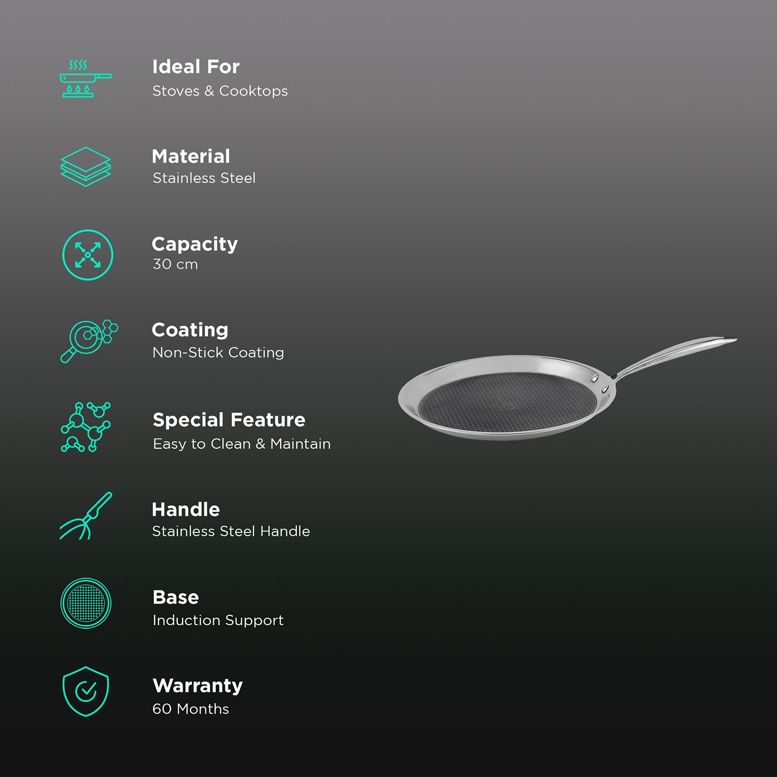 WONDERCHEF Stanton Dosa Tawa (304 Stainless Steel Body, 63152777, Silver)_3