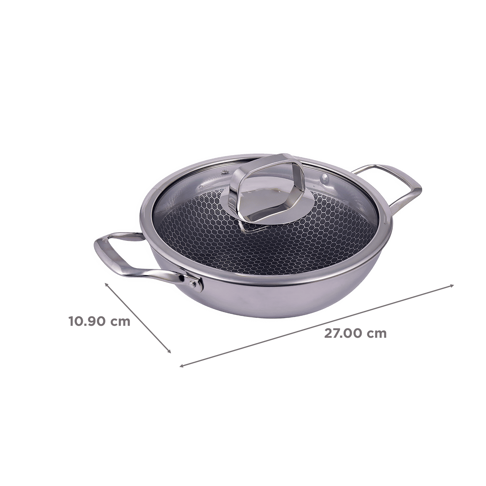 WONDERCHEF Stanton Kadhai with Lid (304 Stainless Steel Body, 63152778, Silver)_2