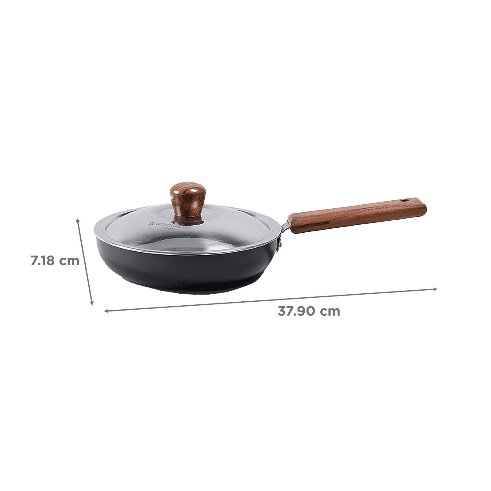 WONDERCHEF Ebony Frying Pan with Lid (Hard Anodized Aluminium, 63153114, Black) WONDERCHEF Ebony Frying Pan with Lid (Hard Anodized Aluminium, 63153114, Black)_2