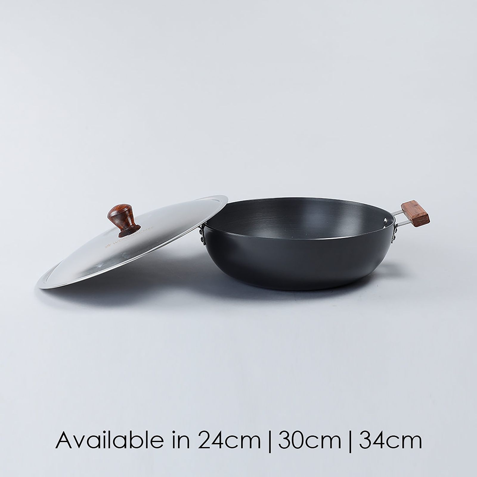 WONDERCHEF Ebony 6L Non Stick Aluminium Deep Kadai with Lid (Induction Compatible, Hard Anodized Coating, Black)_14