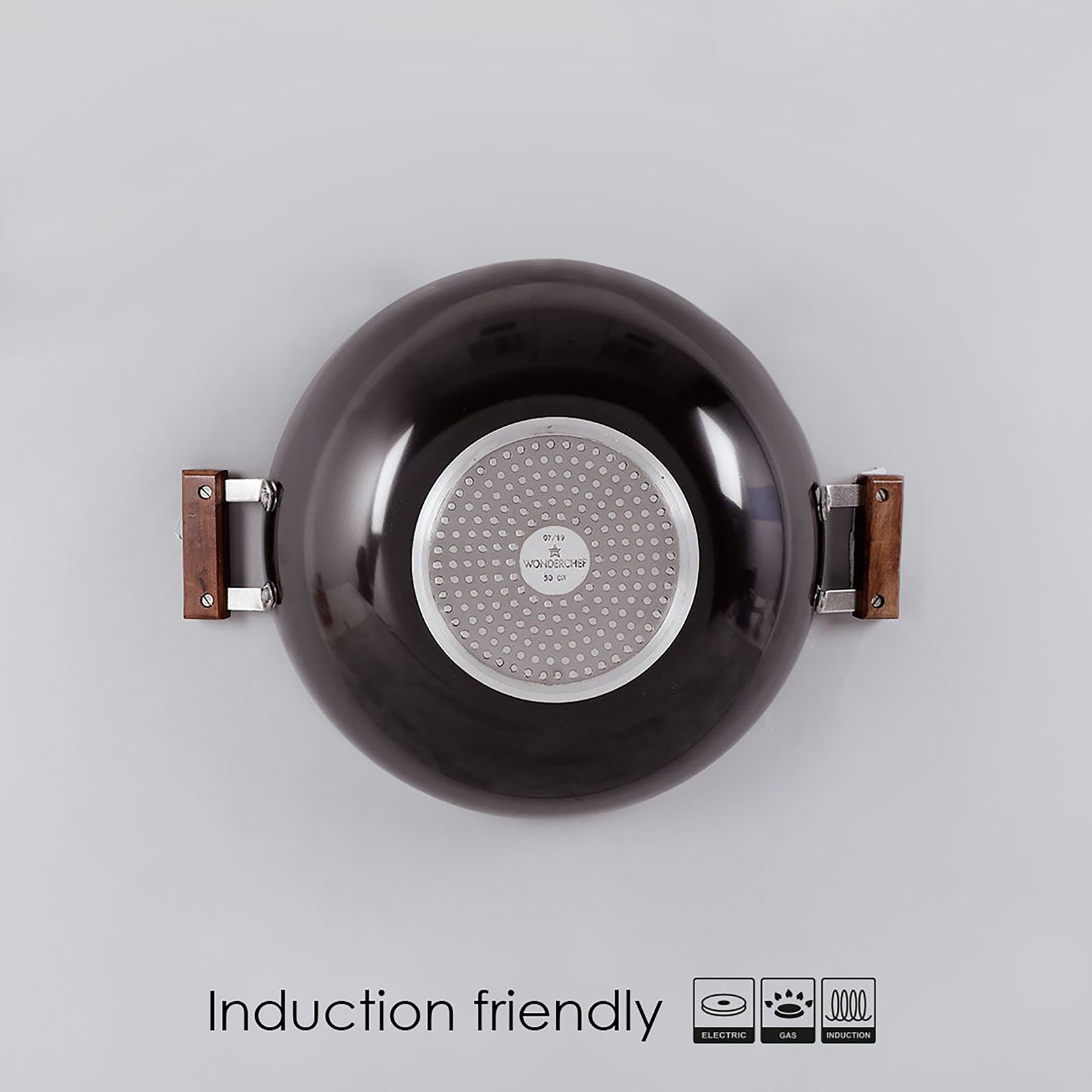 WONDERCHEF Ebony 6L Non Stick Aluminium Deep Kadai with Lid (Induction Compatible, Hard Anodized Coating, Black)_7