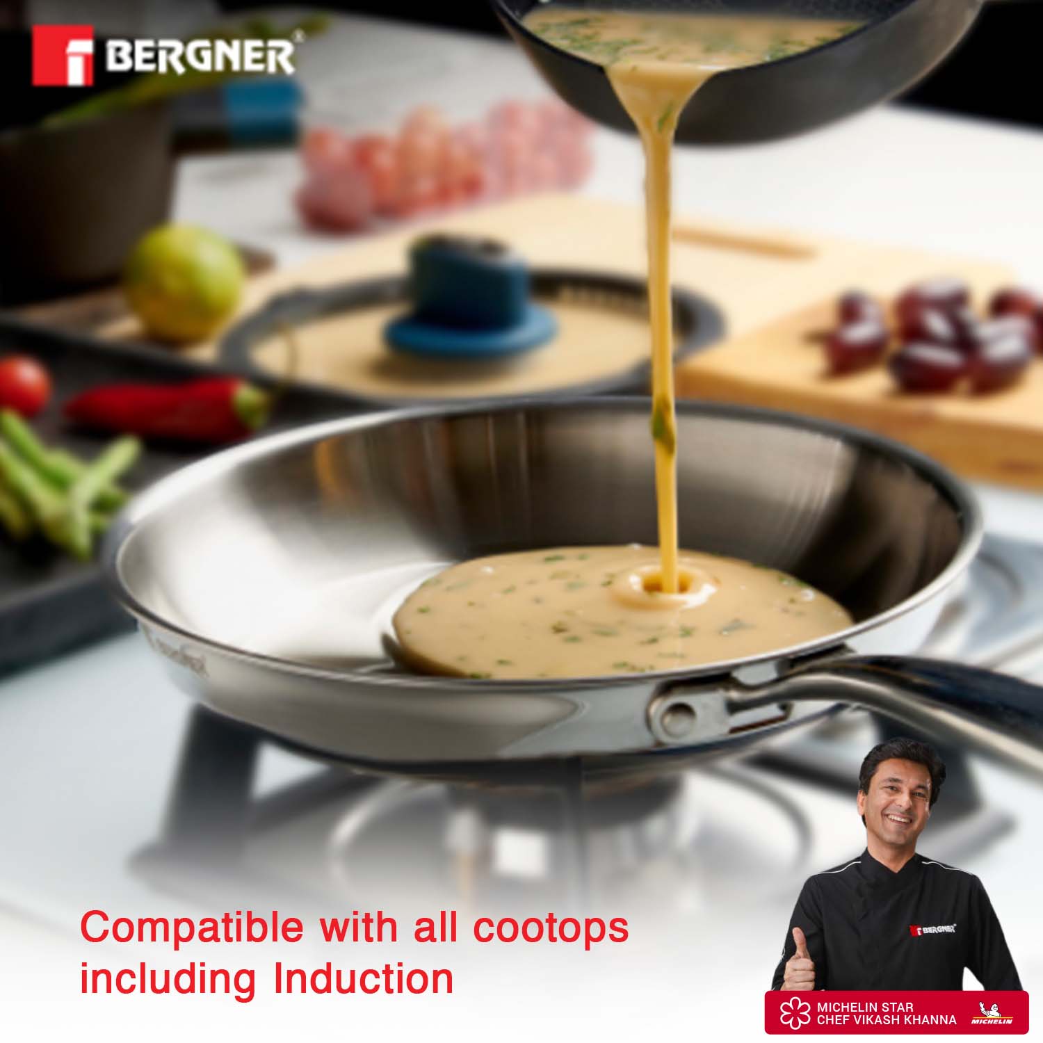 BERGNER Argent Triply 1.5L Non Stick Stainless Steel Fry Pan (Induction Compatible, Even Heat Distribution, Silver)_8