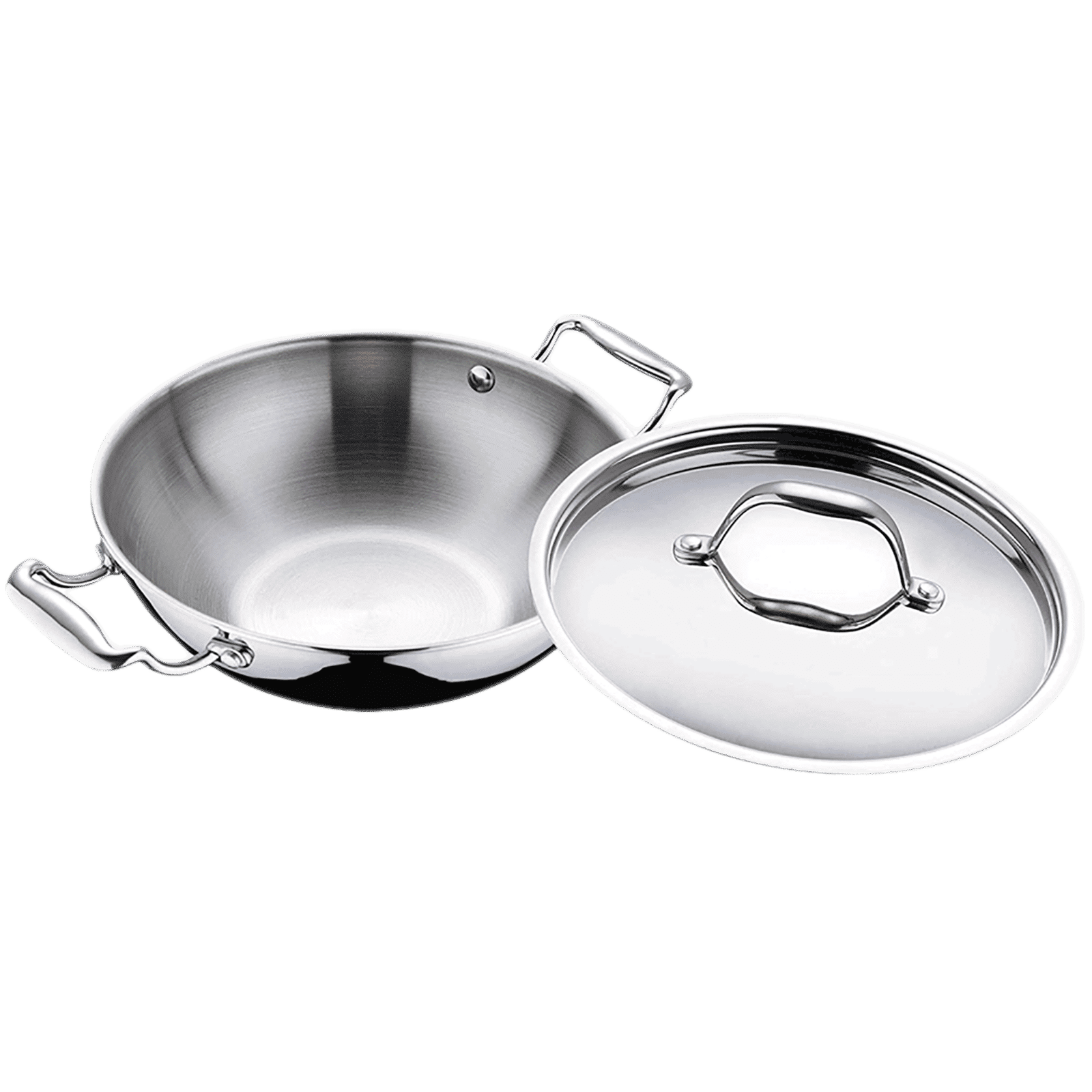 BERGNER Argent Triply 1.5L Non Stick Stainless Steel Kadhai with Stainless Steel Lid (Induction Compatible, Dishwasher Safe, Silver)_3