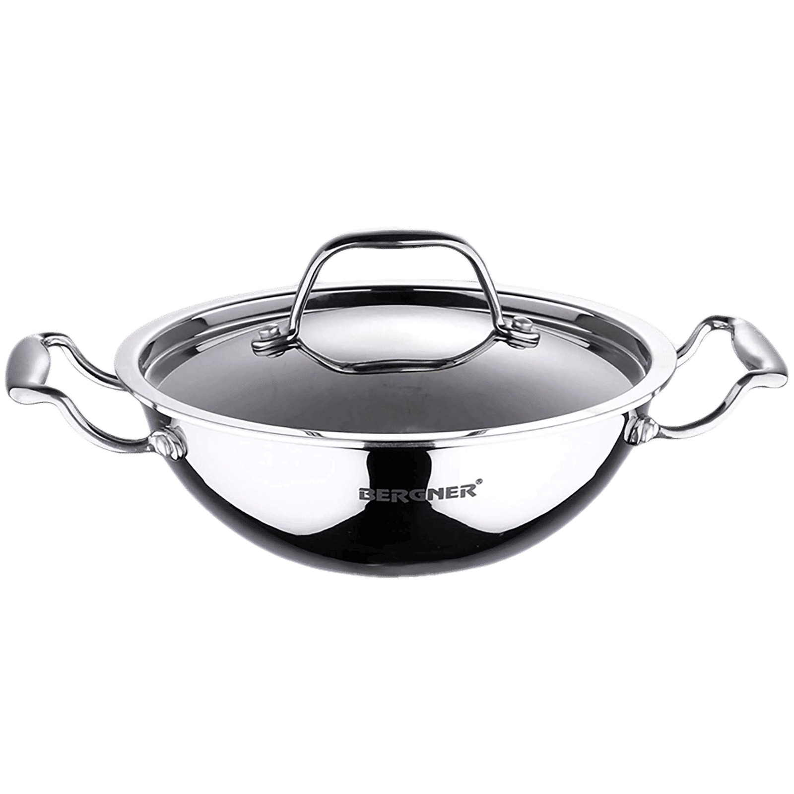 BERGNER Argent 2.5L Non Stick Stainless Steel Kadhai with Stainless Steel Lid (Induction Compatible, Dishwasher Safe, Silver)_1