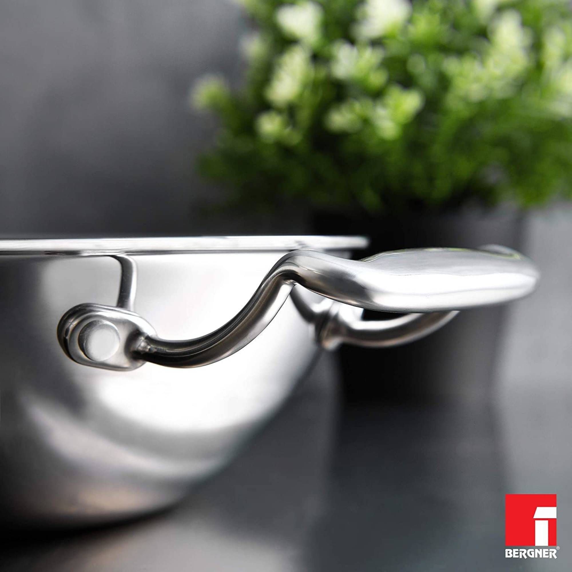 BERGNER Argent 2.5L Non Stick Stainless Steel Kadhai with Stainless Steel Lid (Induction Compatible, Dishwasher Safe, Silver)_6