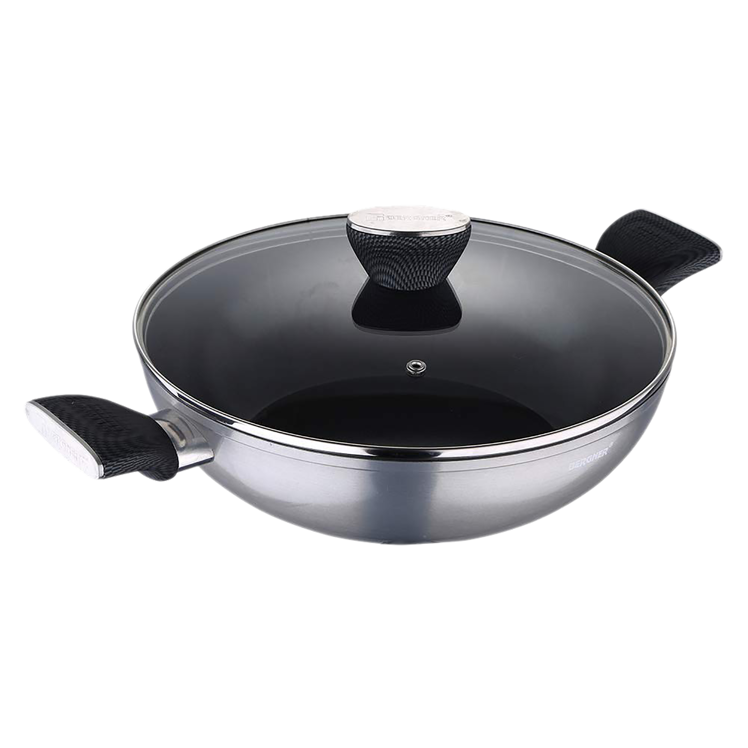 BERGNER Carbon TT 3.5L Non Stick Aluminium Kadhai with Tempered Glass Lid (Induction Compatible, Dishwasher Safe, Silver) BERGNER Carbon TT 3.5L Non Stick Aluminium Kadhai with Tempered Glass Lid (Induction Compatible, Dishwasher Safe, Silver)_5