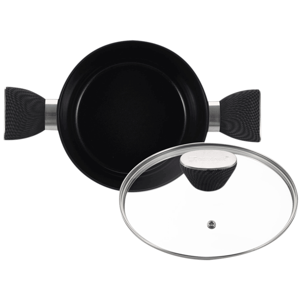 BERGNER Carbon TT 2.5L Non Stick Aluminium Casserole with Tempered Glass Lid (Induction Compatible, Dishwasher Safe, Silver) BERGNER Carbon TT 2.5L Non Stick Aluminium Casserole with Tempered Glass Lid (Induction Compatible, Dishwasher Safe, Silver)_5