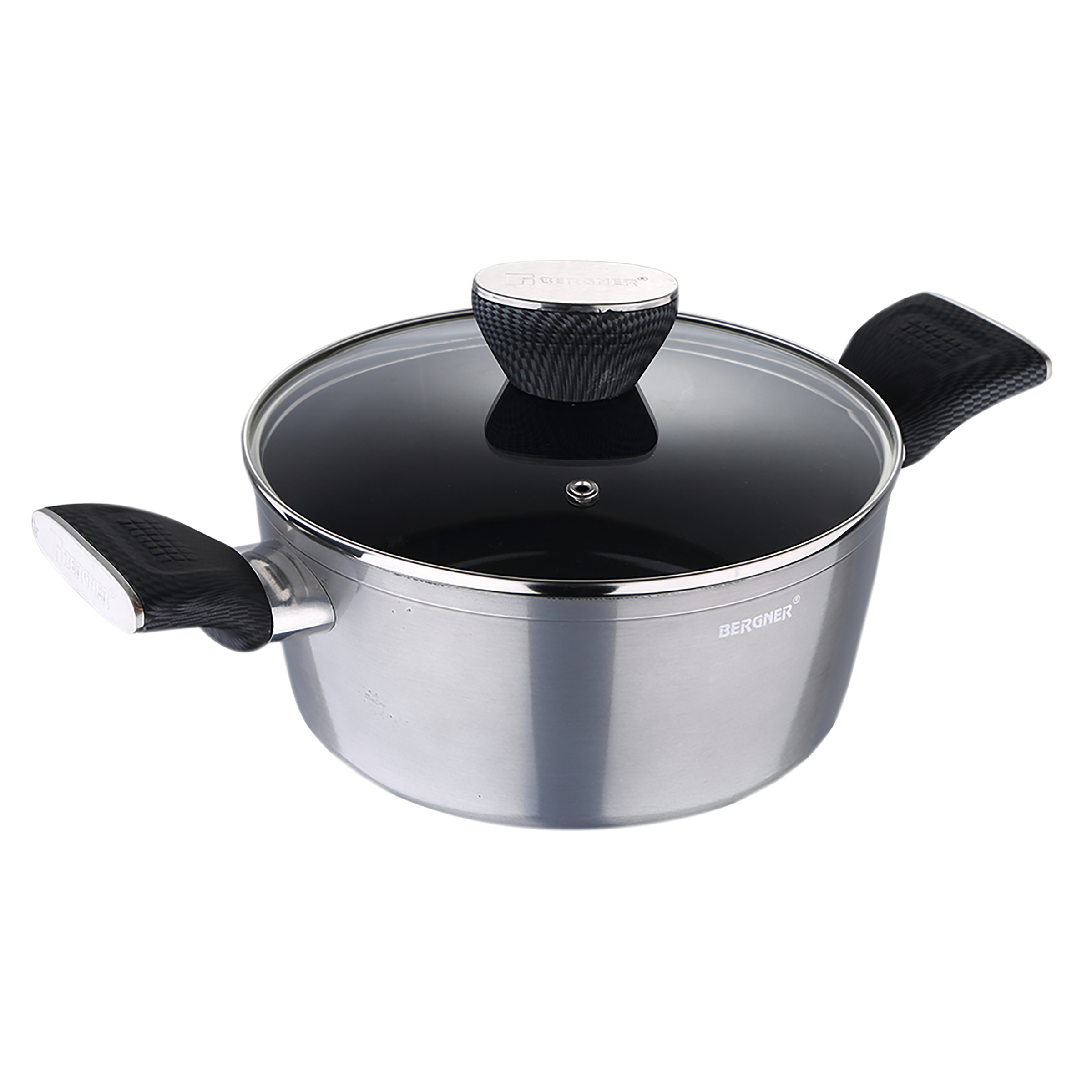 BERGNER Carbon TT 2.5L Non Stick Aluminium Casserole with Tempered Glass Lid (Induction Compatible, Dishwasher Safe, Silver) BERGNER Carbon TT 2.5L Non Stick Aluminium Casserole with Tempered Glass Lid (Induction Compatible, Dishwasher Safe, Silver)_7