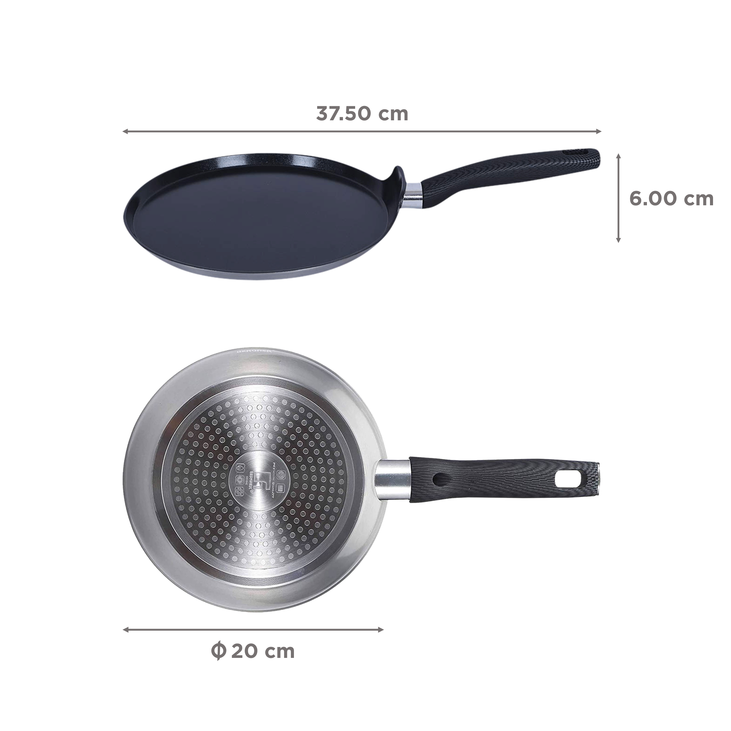 BERGNER Carbon TT 100ml Non Stick Aluminium Fry Pan (Induction Compatible, Even Heat Distribution, Silver) BERGNER Carbon TT 100ml Non Stick Aluminium Fry Pan (Induction Compatible, Even Heat Distribution, Silver)_2