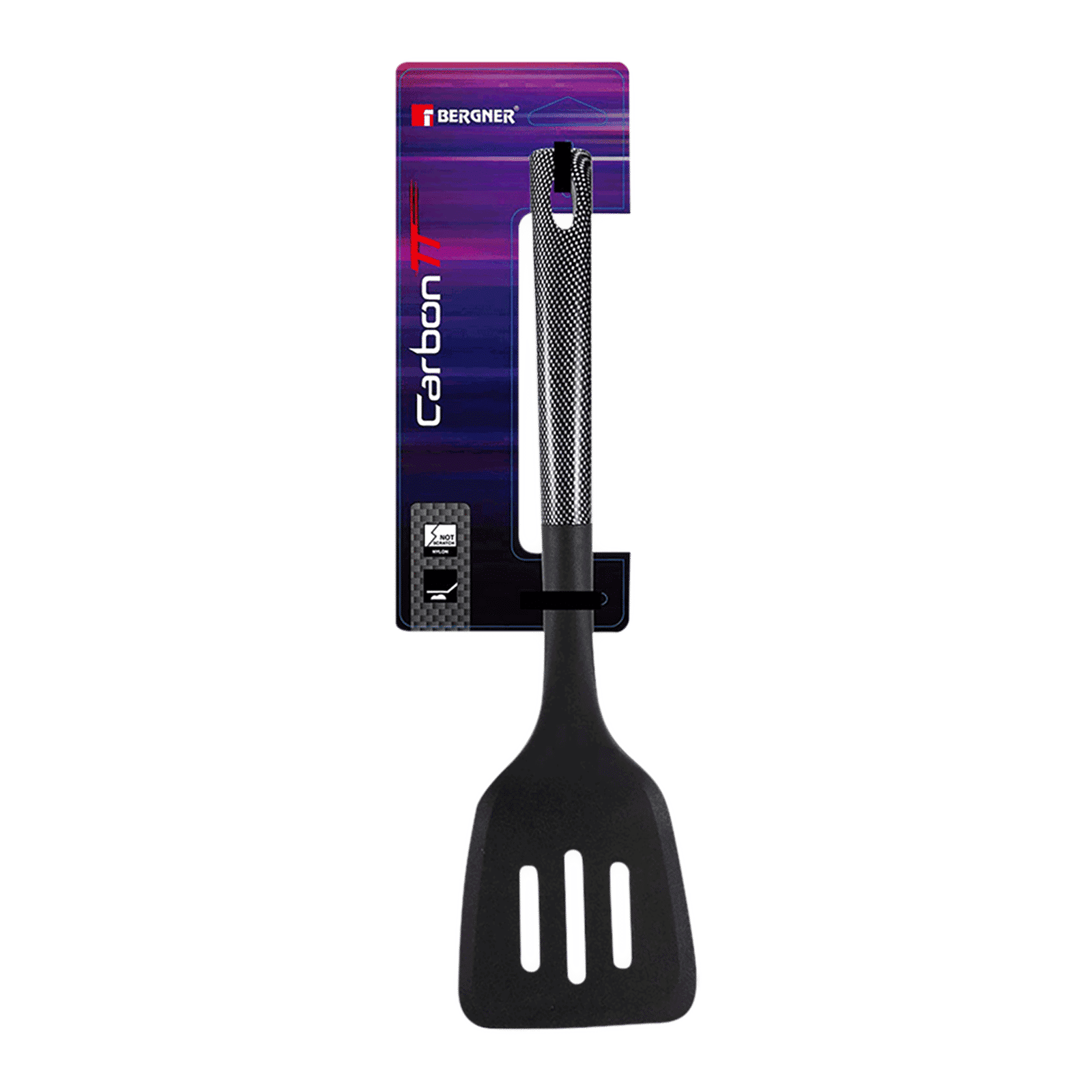BERGNER Carbon TT Nylon Slotted Spatula (Dishwasher Safe, Black)_3