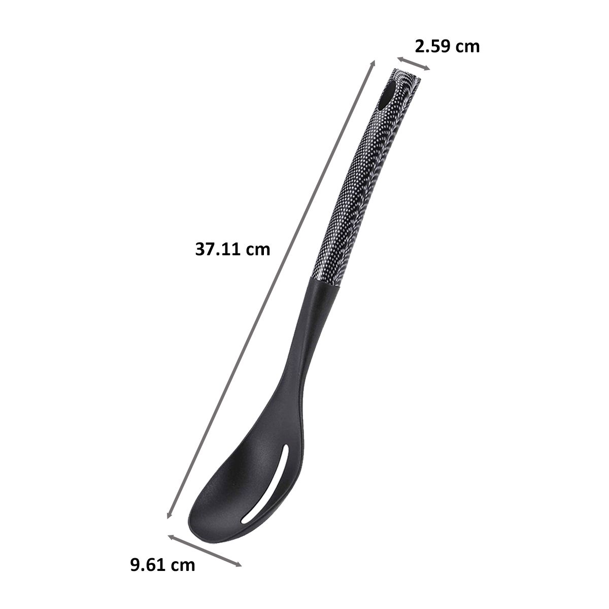 Bergner Carbon TT Nylon Slotted Spoon (Heat-Resistant Head, Black)_2