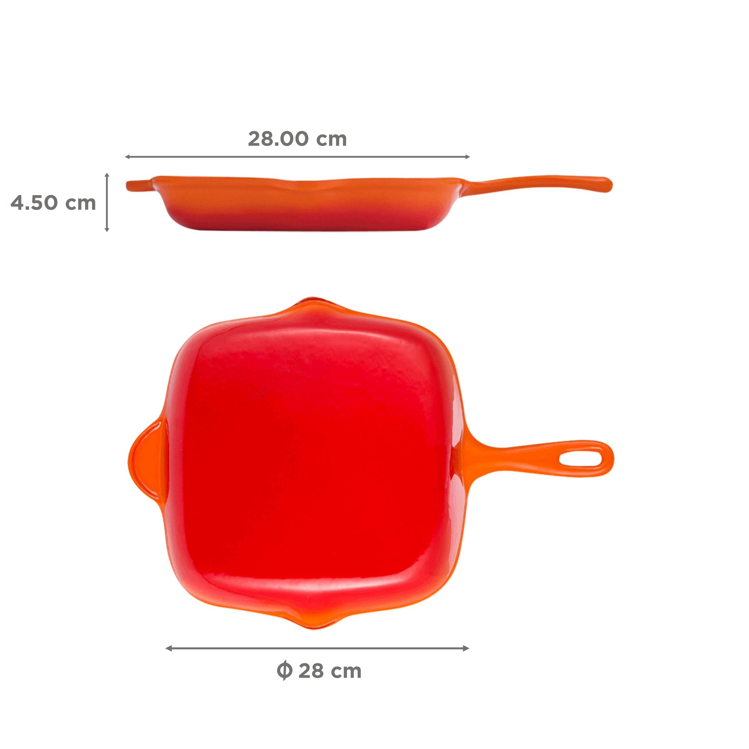 BERGNER Eros 1L Non Stick Cast Iron Grill Pan (Induction Compatible, Dishwasher Safe, Orange)_2