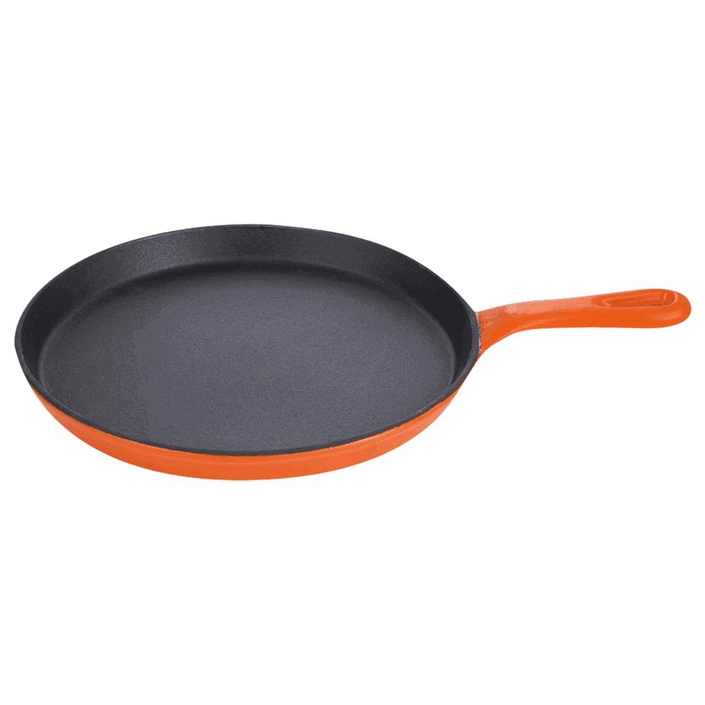 BERGNER Eros 26.5cm Non Stick Cast Iron Tawa (Induction Compatible, Heat Retention & Distribution, Orange)_1