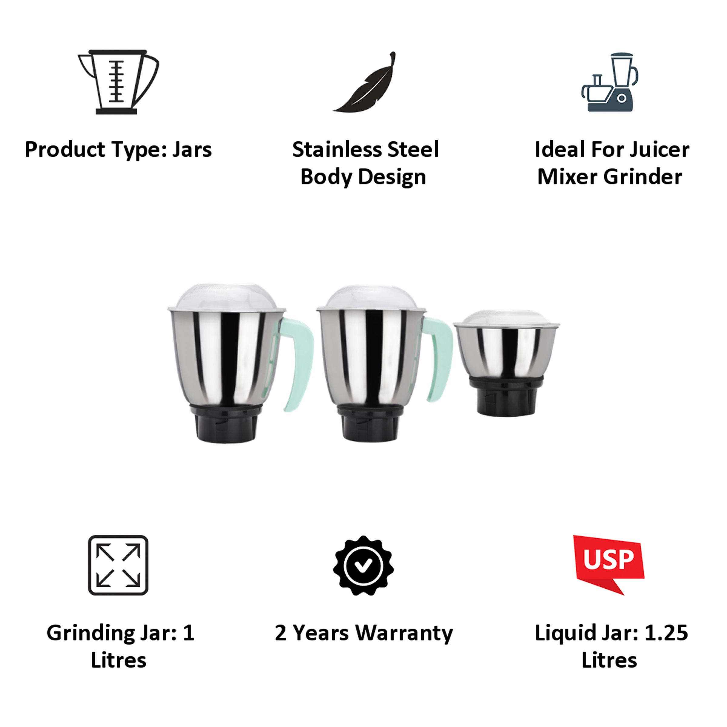 Croma Jars For Juicers Mixers Grinders (Accessories, Silver)_5