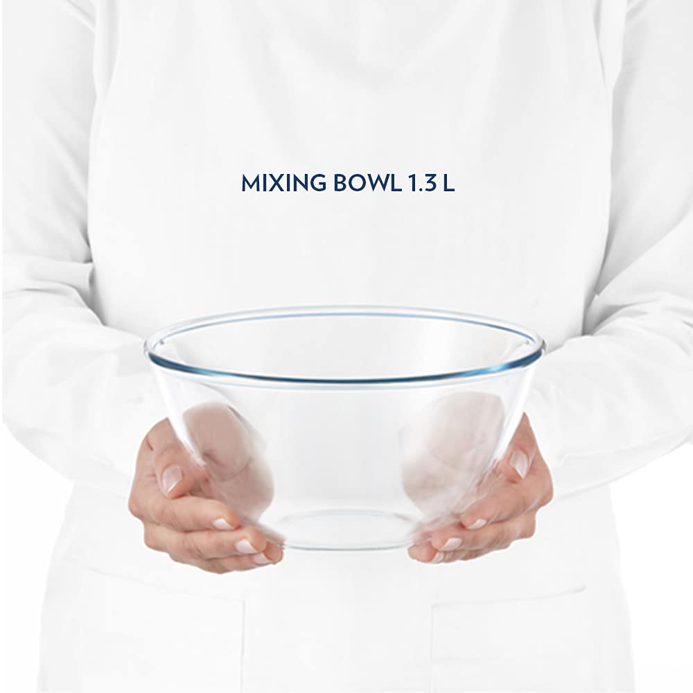 BOROSIL 500ml, 900ml & 1.3L Borosilicate Glass Mixing Bowl with White Lid (Set of 3, Scratch Resistant, Transparent)_4