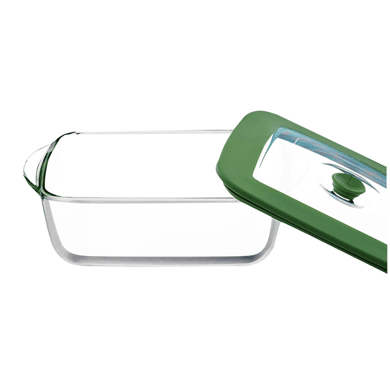 BOROSIL 1L Borosilicate Glass Square Dish with Green Lid (Scratch Resistant, Transparent)_3