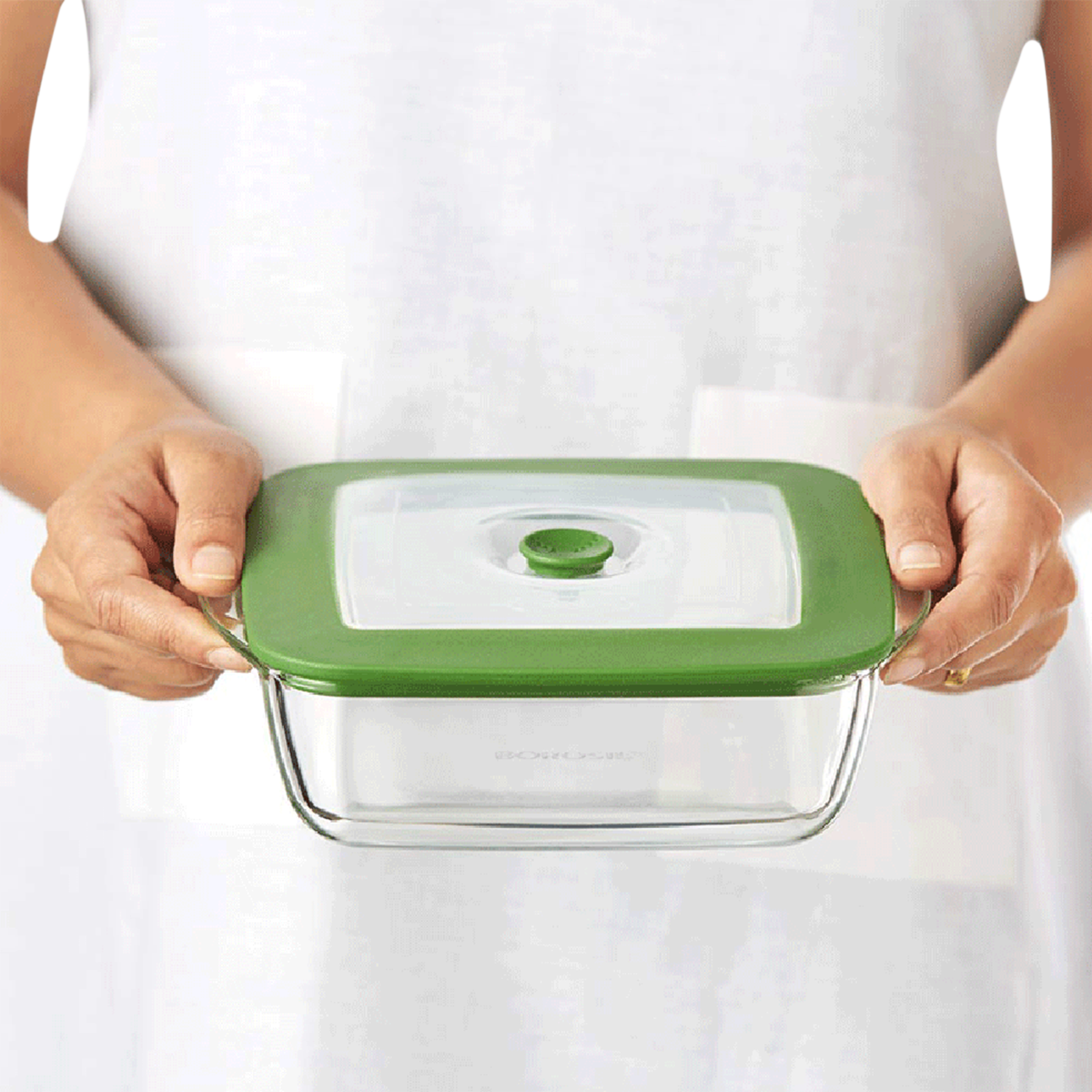 BOROSIL 1L Borosilicate Glass Square Dish with Green Lid (Scratch Resistant, Transparent)_6