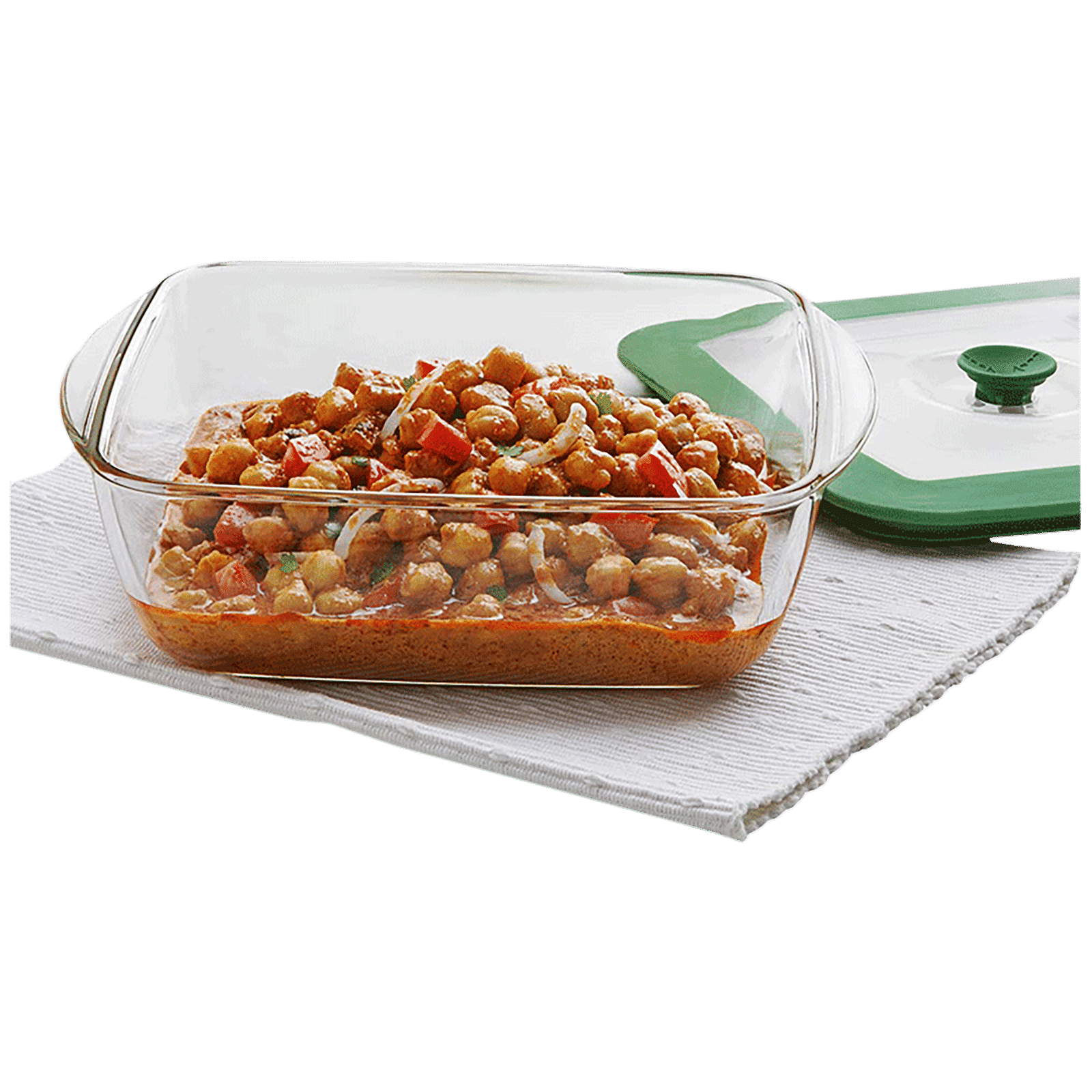 BOROSIL 2.2L Borosilicate Glass Square Dish with Green Lid (Scratch Resistant, Transparent)_4
