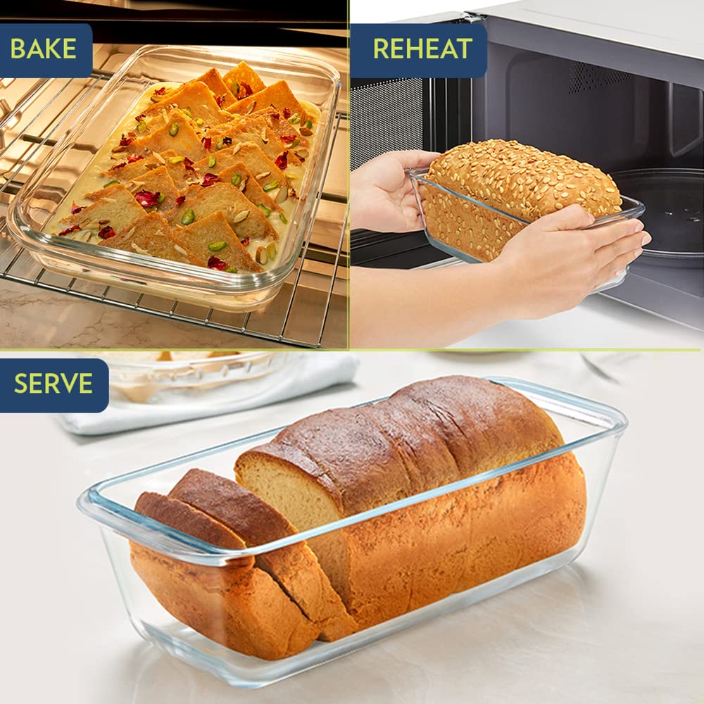 BOROSIL 1.2L Borosilicate Glass Loaf Baking Dish (Scratch Resistant, Transparent)_4