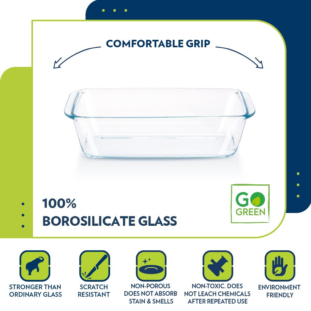 BOROSIL 1.2L Borosilicate Glass Loaf Baking Dish (Scratch Resistant, Transparent)_6