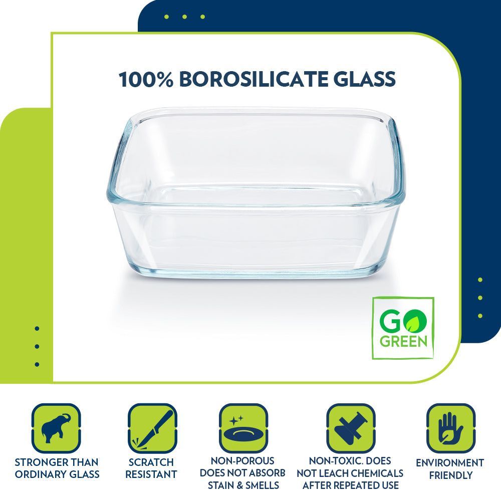 BOROSIL 1.6L Borosilicate Glass Square Baking Dish (Scratch Resistant, Transparent)_6