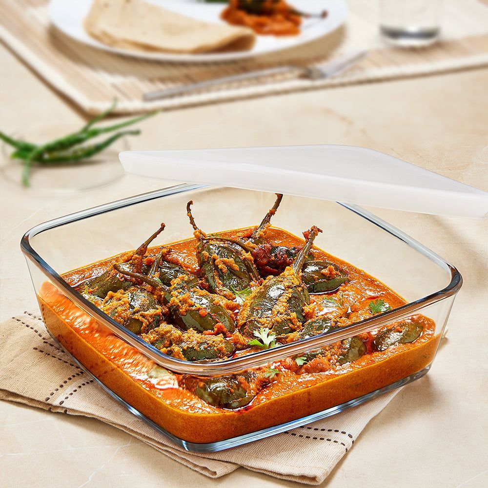 BOROSIL 800ml Borosilicate Glass Square Baking Dish with Lid (Scratch Resistant, Transparent)_6