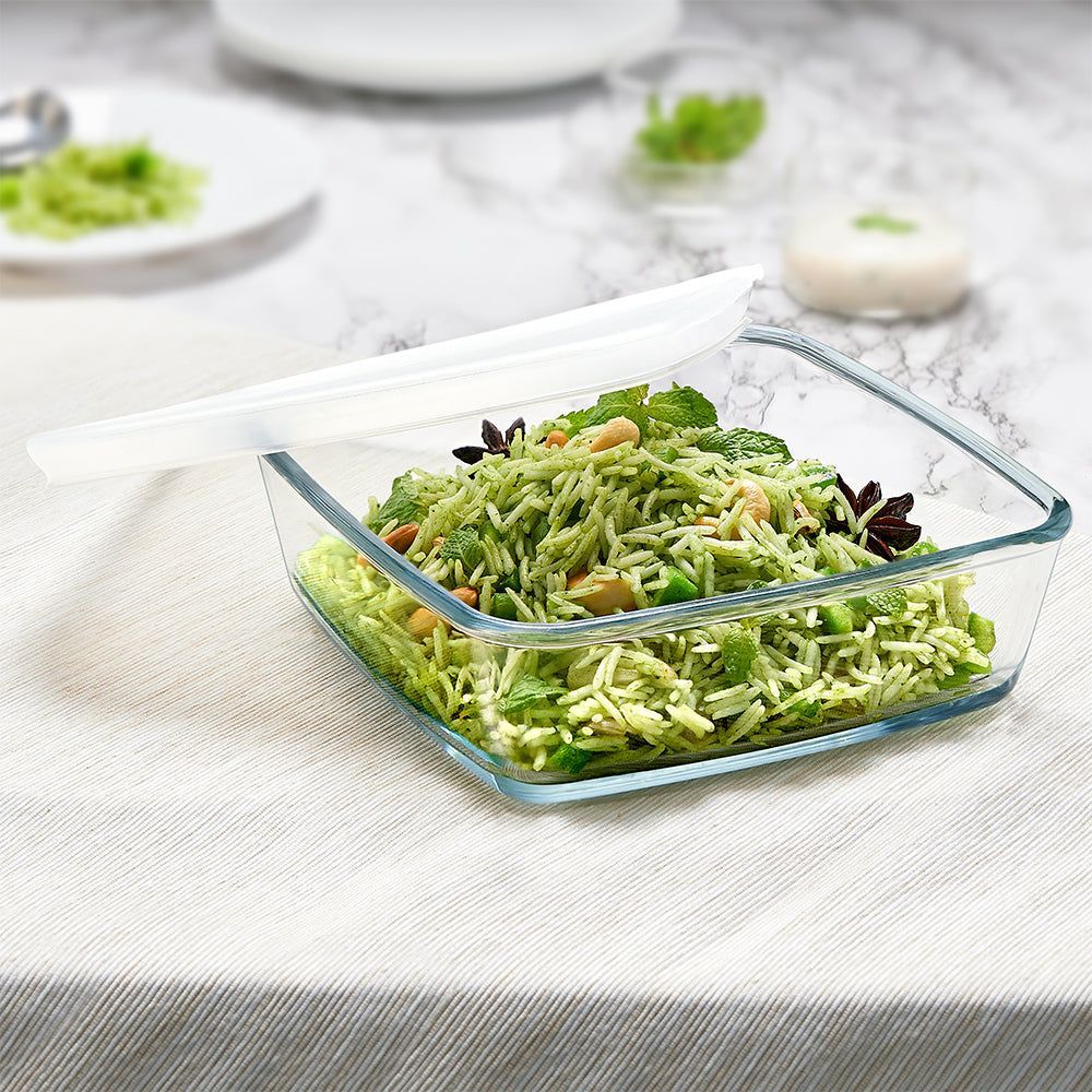 BOROSIL 800ml Borosilicate Glass Square Baking Dish with Lid (Scratch Resistant, Transparent)_8