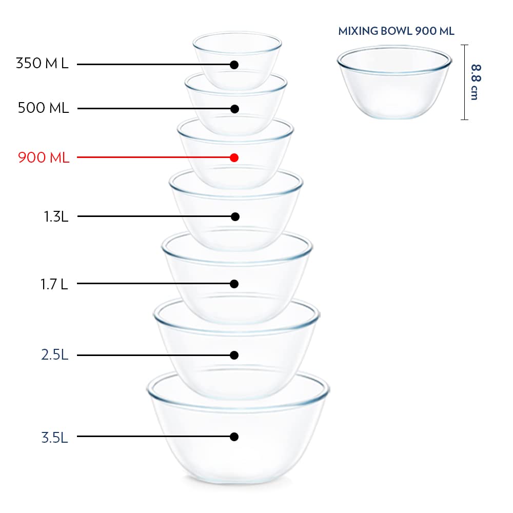 BOROSIL 900ml Borosilicate Glass Mixing & Serving Bowl with White Lid (Scratch Resistant, Transparent)_10