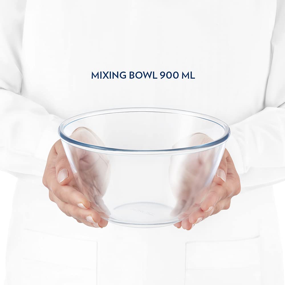 BOROSIL 900ml Borosilicate Glass Mixing & Serving Bowl with White Lid (Scratch Resistant, Transparent)_6