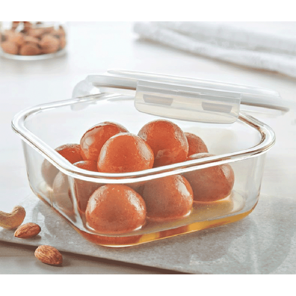 BOROSIL Klip n Store 800ml Borosilicate Glass Square Storage Container with Lid (Scratch Resistant, Transparent)_4