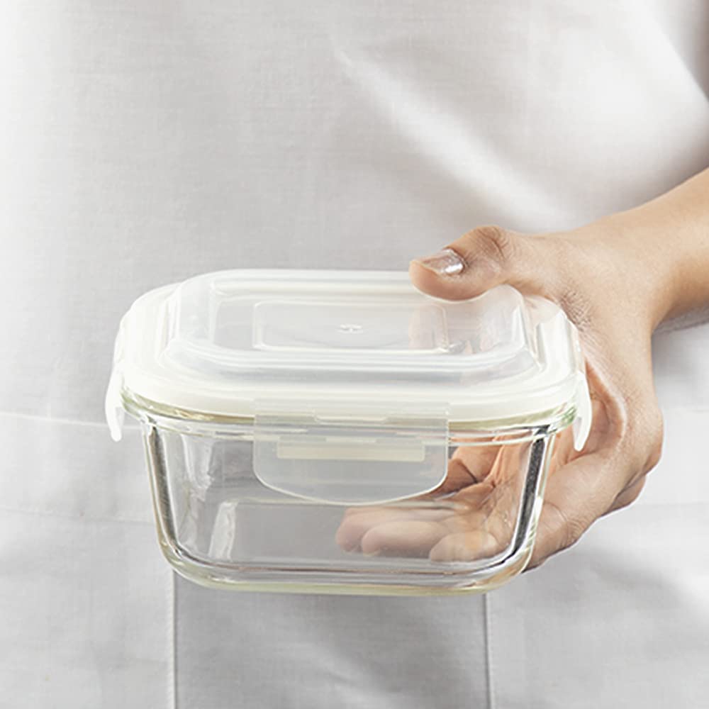 BOROSIL Klip n Store 800ml Borosilicate Glass Square Storage Container with Lid (Scratch Resistant, Transparent)_7