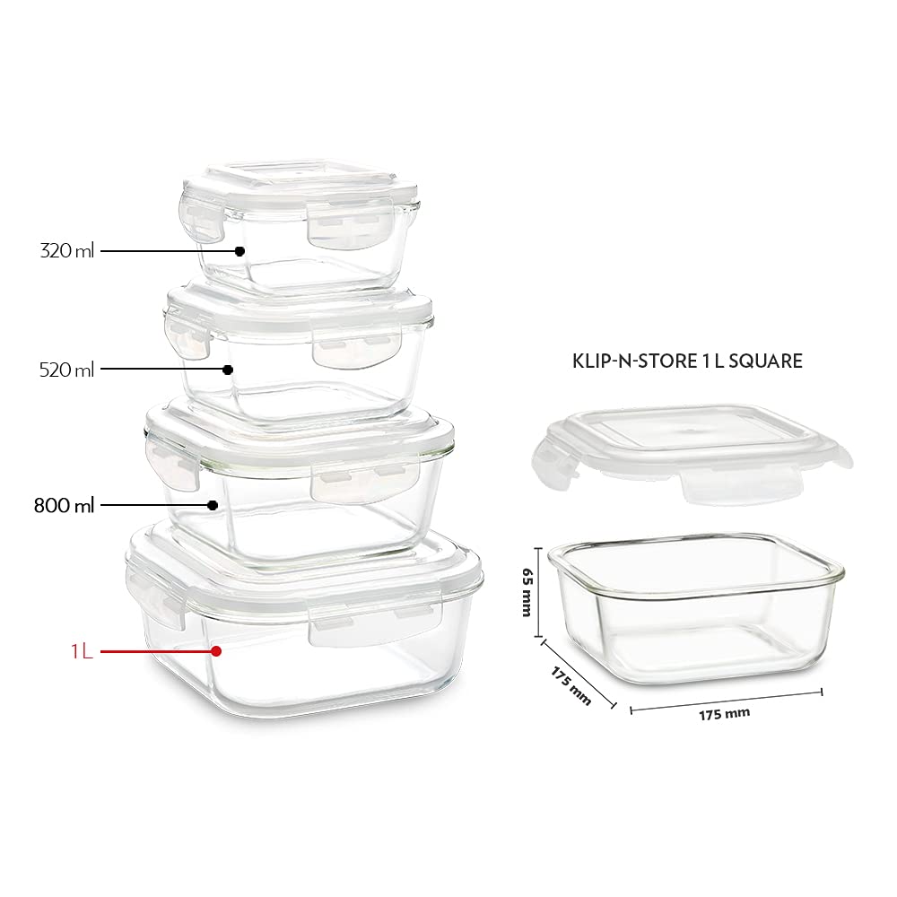 BOROSIL Klip n Store 1L Borosilicate Glass Container with Air Tight Lid (Scratch Resistant, Transparent)_11