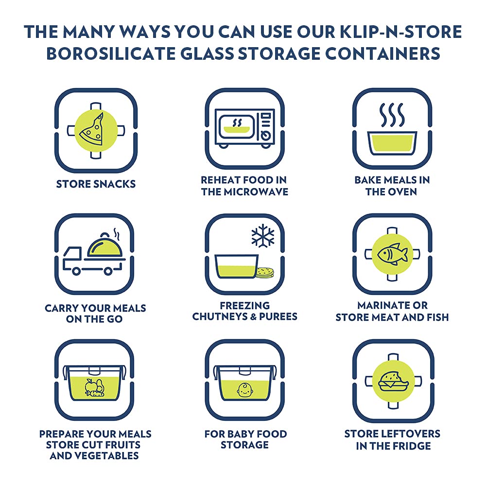 BOROSIL Klip n Store 1L Borosilicate Glass Container with Air Tight Lid (Scratch Resistant, Transparent)_17