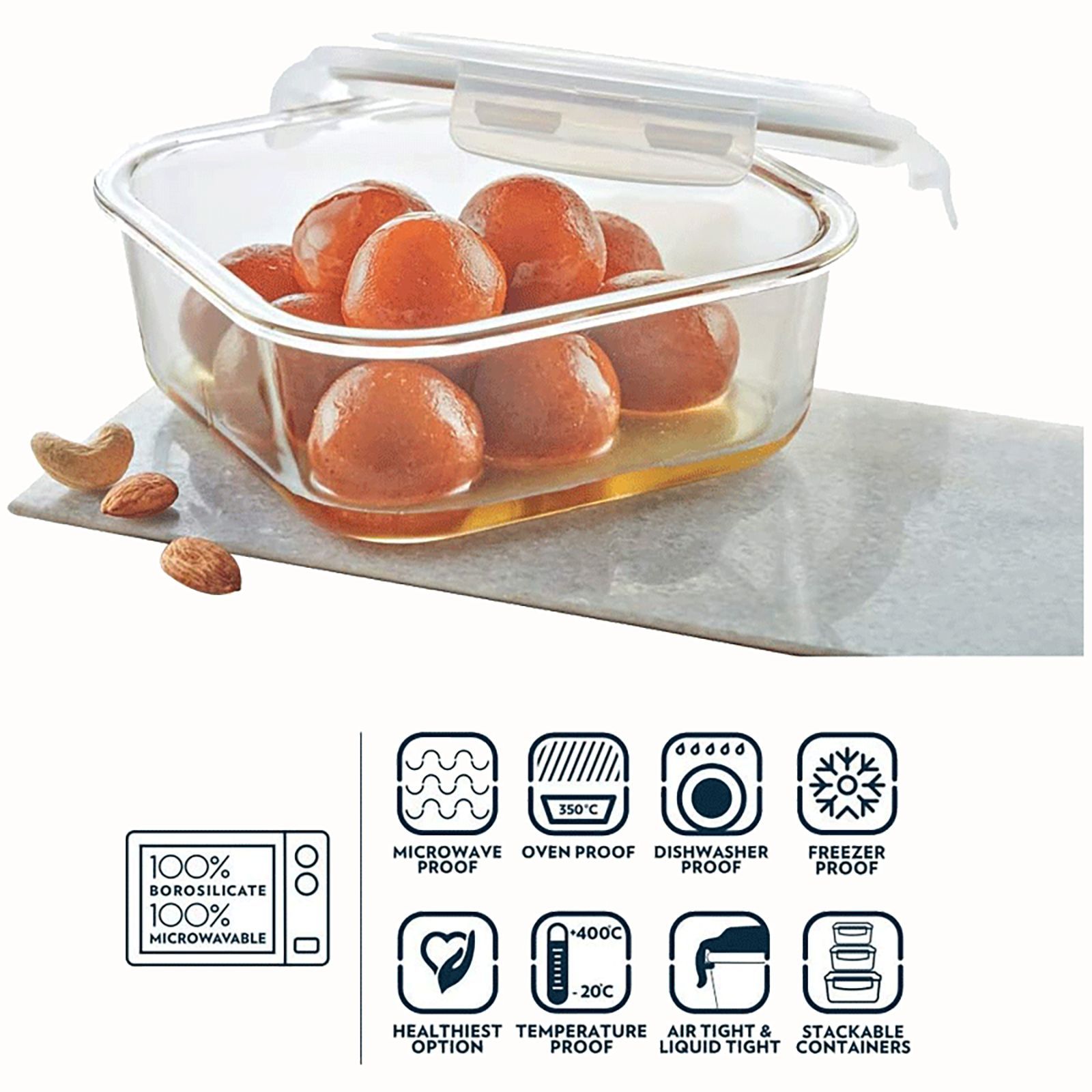 BOROSIL Klip n Store 1L Borosilicate Glass Container with Air Tight Lid (Scratch Resistant, Transparent)_9