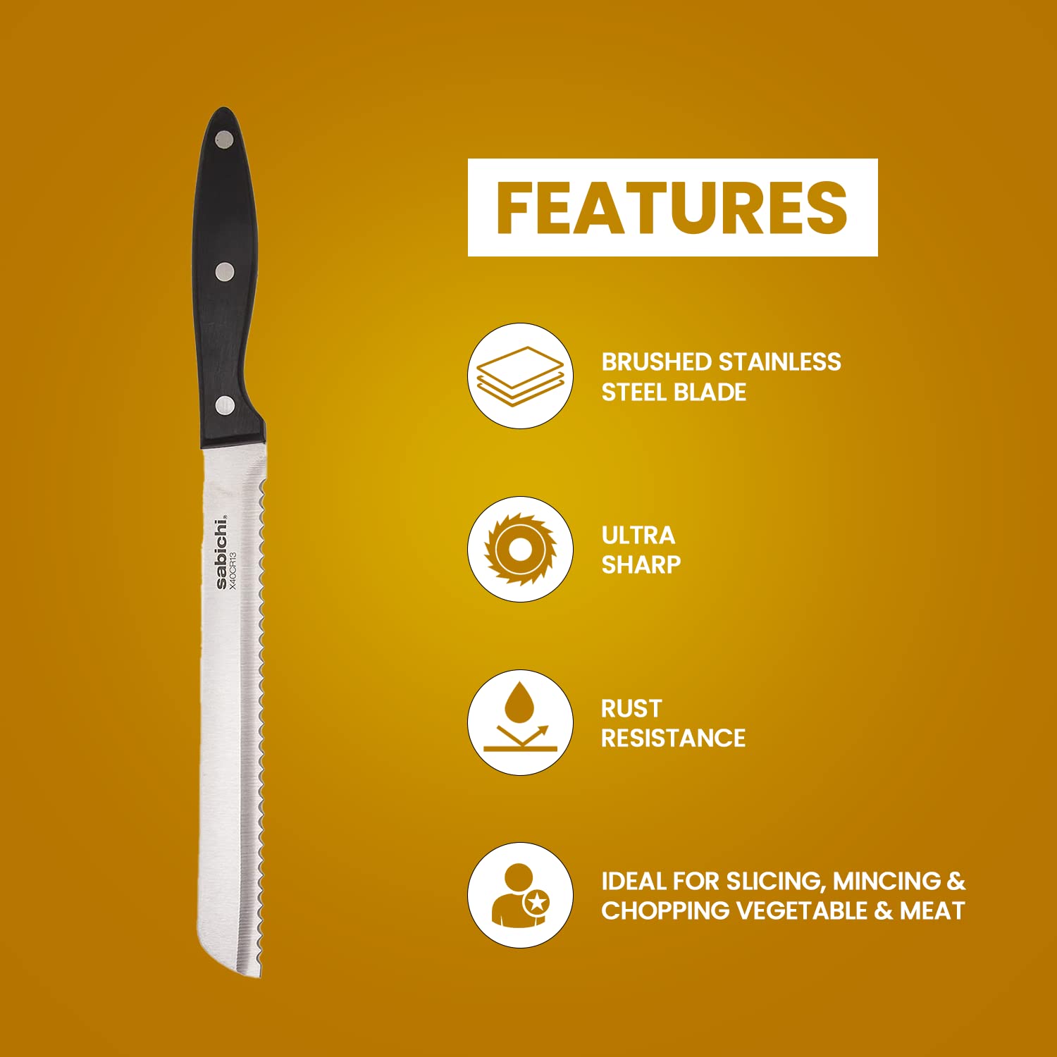 sabichi Haden Aspire 20.32CM Bread Knife (Corrosion Resistant, Silver) sabichi Haden Aspire 20.32CM Bread Knife (Corrosion Resistant, Silver)_12