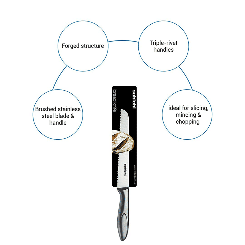 sabichi Haden Aspire 20.32CM Bread Knife (Corrosion Resistant, Silver) sabichi Haden Aspire 20.32CM Bread Knife (Corrosion Resistant, Silver)_9